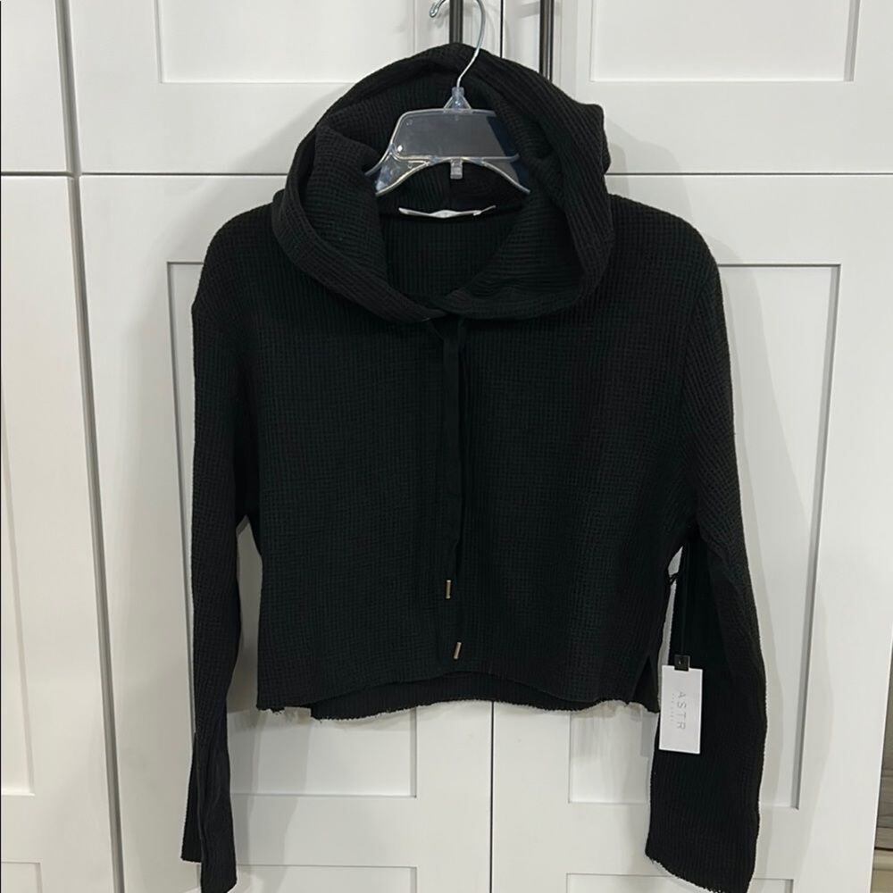 Astr The Label Black Hooded Long Sleeve  - XS - NWT